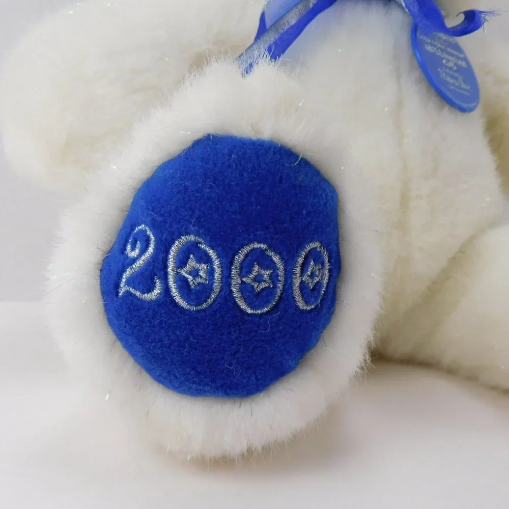 Vintage Build A Bear Blue/White/Sparkle 2000 Millennium Cub Limited Edition 11" - Picture 7 of 8